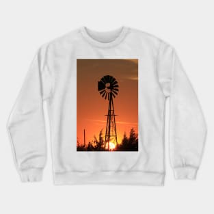 Blazing Kansas Sunset with  a farm Windmill silhouette Crewneck Sweatshirt